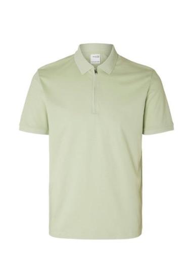 Slhfave Zip Ss Polo B Green Selected Homme