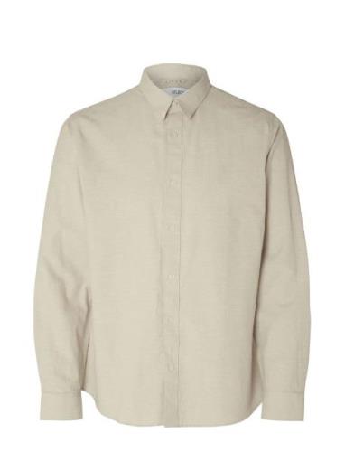 Slhregnew-Linen Shirt Ls Classic Beige Selected Homme