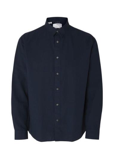 Slhregnew-Linen Shirt Ls Classic Navy Selected Homme
