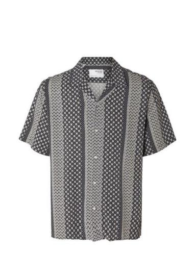 Slhrelax-Vero Shirt Ss Aop Blue Selected Homme