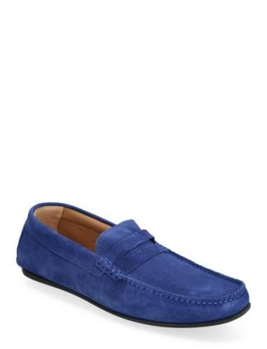 Slhsergio Suede Penny Driving Shoe B Blue Selected Homme