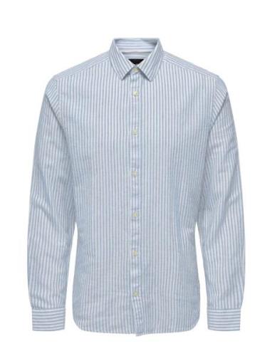 Onscaiden Ls Stripe Linen Shirt 6601Noos Blue ONLY & SONS