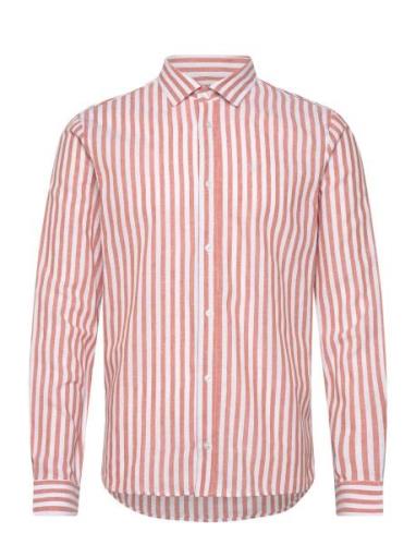 Jamie Cotton Linen Striped Shirt Ls Orange Clean Cut Copenhagen