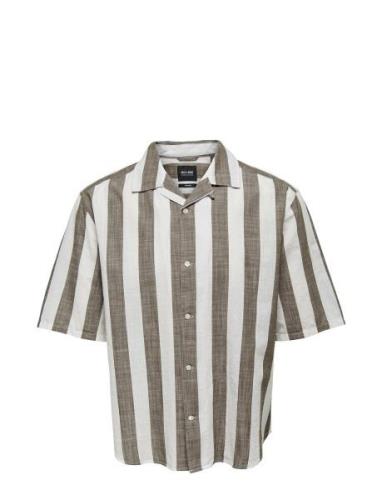 Onstes Rlx Ctn Slub Stripe Ss Shirt Green ONLY & SONS