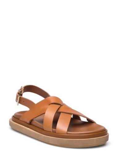 Trunca Black Leather Sandals Brown ALOHAS