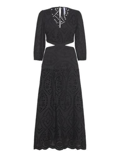 Embroidered Dress With Slits Black Mango