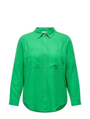 Carcaro L/S Ovs Linen Shirt Tlr Green ONLY Carmakoma