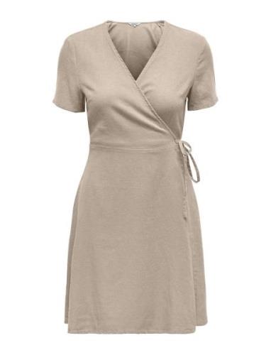 Onladdiction-Caro S/S Linen Dress Cc Pnt Beige ONLY