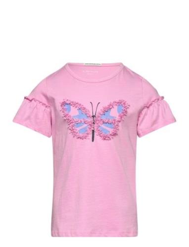 Ruffle Artwork T-Shirt Pink Tom Tailor