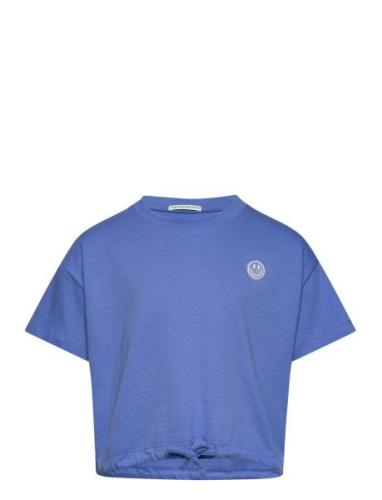 Cropped T-Shirt With Badge Blue Tom Tailor