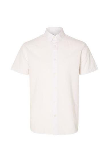 Slhregkylian-Linen Shirt Ss Classic White Selected Homme