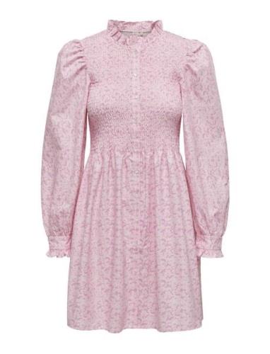 Onlpi Aspen L/S Smock Dress Wvn Cs Pink ONLY