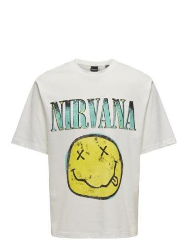 Onsnirvana Lic Rlx Ss Tee White ONLY & SONS