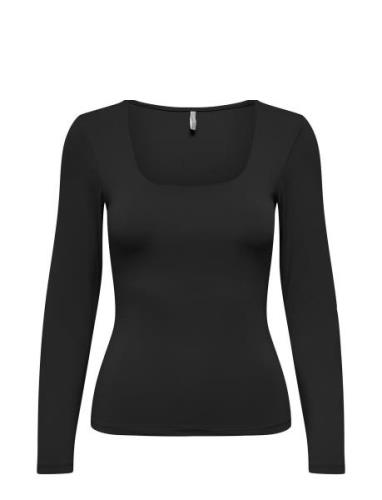 Onlea L/S 2-Way Deep Neck Top Jrs Noos Black ONLY