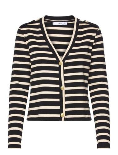 Striped Cardigan With Buttons Black Mango