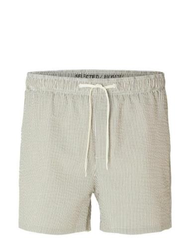 Slhcooper Seersucker Swimshorts W Green Selected Homme