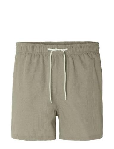 Slhcooper Seersucker Swimshorts W Green Selected Homme