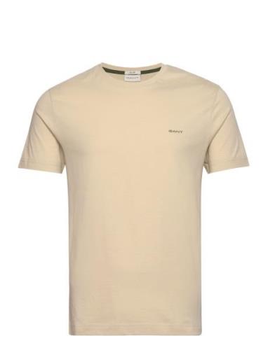 Contrast Logo Ss T-Shirt Cream GANT