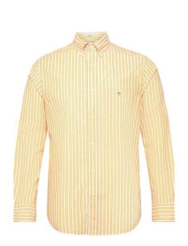 Reg Cotton Linen Stripe Shirt Yellow GANT