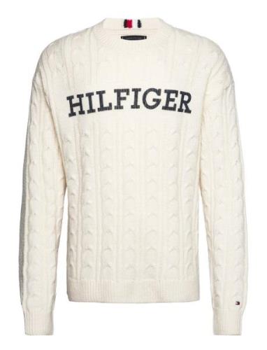 Cable Monotype Crew Neck White Tommy Hilfiger