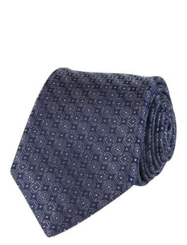 Geometric Pattern Silk Tie Blue Portia 1924