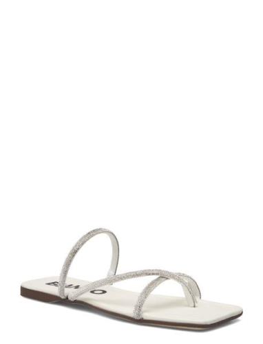 Biasissel Strappy Slide Rhinest Smooth Leather Beige Bianco