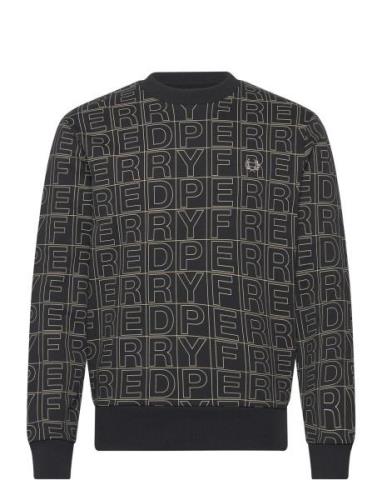 Spellout Graphic Sweatsh Black Fred Perry