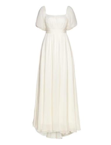 Lowa Off-The-Shoulder Chiffon Bridal Gown White Malina