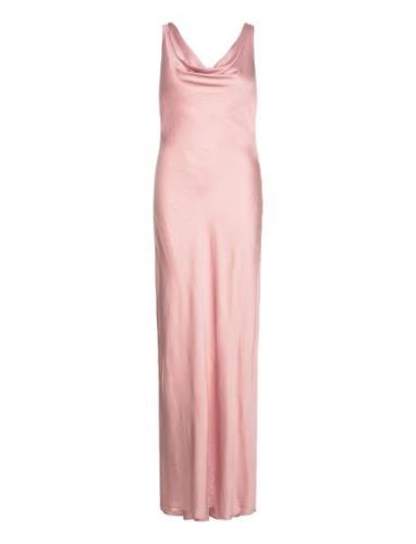 Leah Cowl Satin Maxi Dress Pink Malina