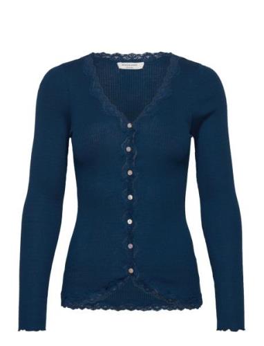 Rwbabette Ls V-Neck Regular Lace Ca Blue Rosemunde