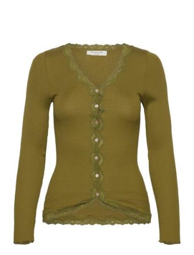 Rwbabette Ls V-Neck Regular Lace Ca Green Rosemunde