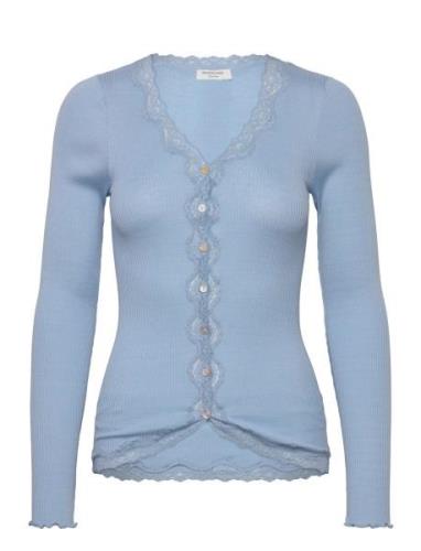 Rwbabette Ls V-Neck Regular Lace Ca Blue Rosemunde