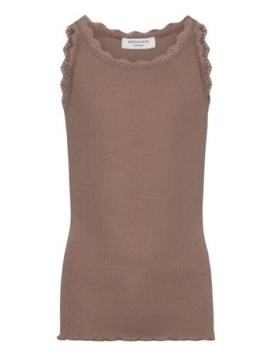 Beatha Silk Top W/ Lace Brown Rosemunde Kids