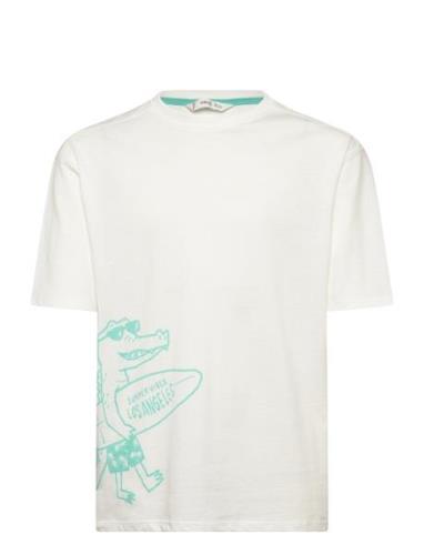 Printed Cotton-Blend T-Shirt White Mango