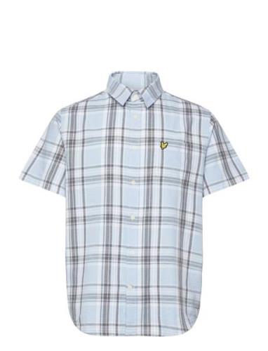 Linen Check Short Sleeve Shirt Blue Lyle & Scott