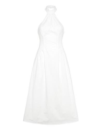 Genevieve Poplin Midi Dress White Bardot
