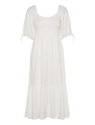 Short Sleeve Smock Dress White Bubbleroom