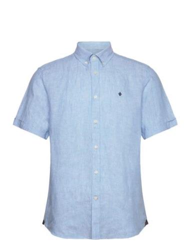 Douglas Bd Linen Shirt Ss Blue Morris