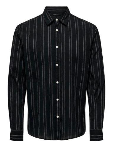 Onssweet Rlx Ls Striped Shirt Black ONLY & SONS