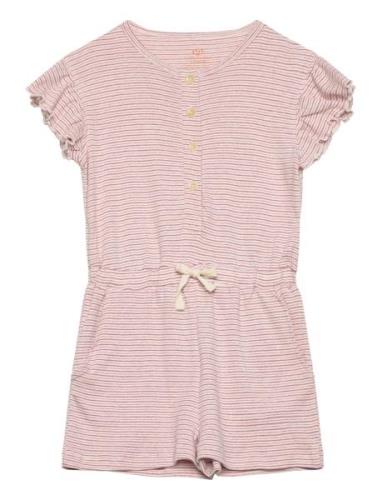 Striped Jumpsuit With Ruffles Pink Copenhagen Colors