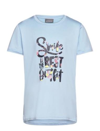 T-Shirt W. Print -S/S, Girl Blue Color Kids