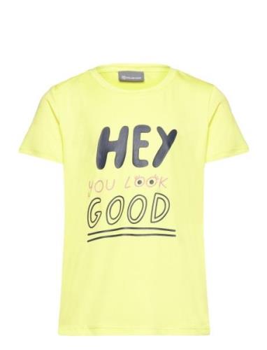 T-Shirt W. Print -S/S, Girl Yellow Color Kids
