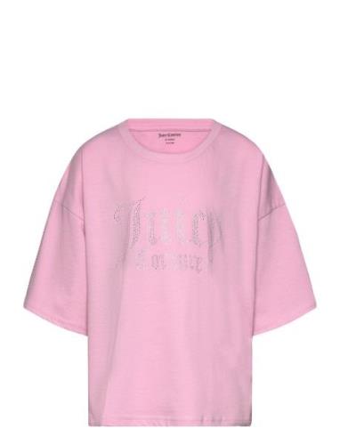 Diamante Crop Boxy Tee Pink Juicy Couture