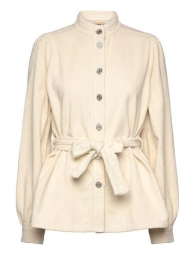 Corduroy Shirt With Belt Cream Stella Nova