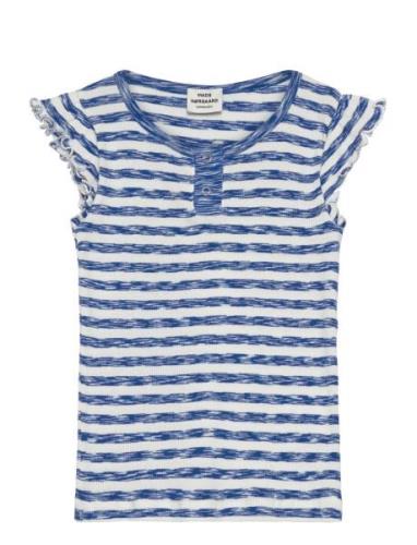 2X2 Cotton Stripe Cinne Tee Blue Mads Nørgaard