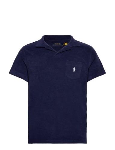 Custom Slim Fit Terry Polo Shirt Navy Polo Ralph Lauren