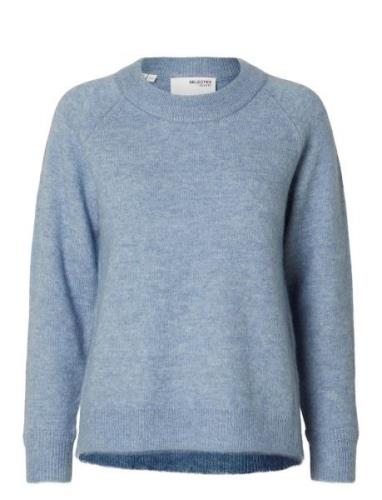 Slflulu Ls Knit O-Neck Blue Selected Femme