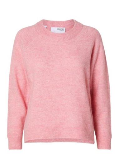 Slflulu Ls Knit O-Neck Pink Selected Femme