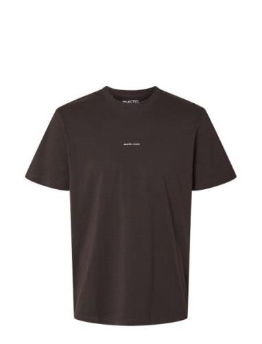 Slhaspen Print Ss O-Neck Tee Noos Brown Selected Homme