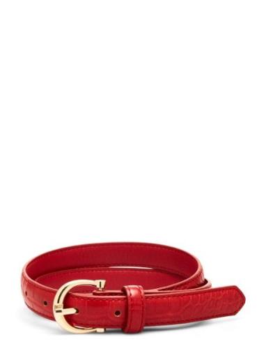 Crocodile Effect Belt Red Mango